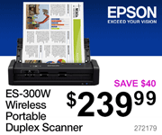 EPSON ES-300W Wireless Portable Duplex Scanner - $239.99; SKU 272179